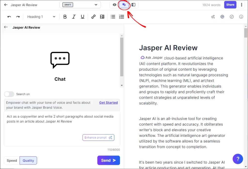 Jasper AI Chat Mode Integration Into The Long-Form Assistant Flow