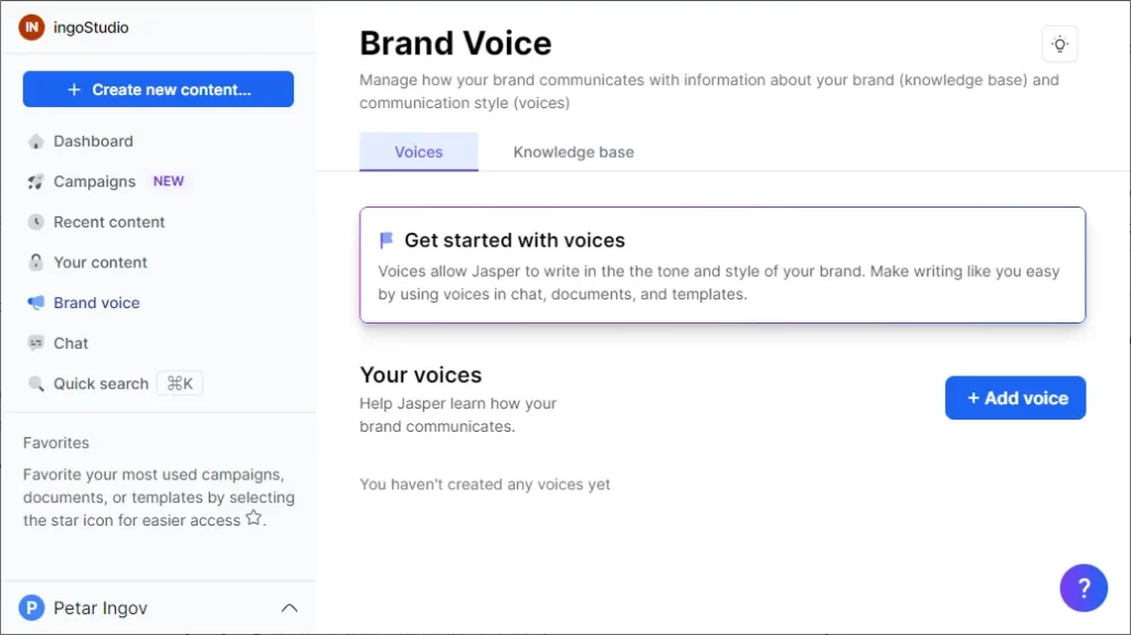 Jasper AI Brand Voice Specific to your Business